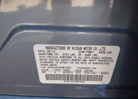 2014 Infiniti Q50 Base z USA, uszkodzony, nr VIN JN1BV7AP0EM679561